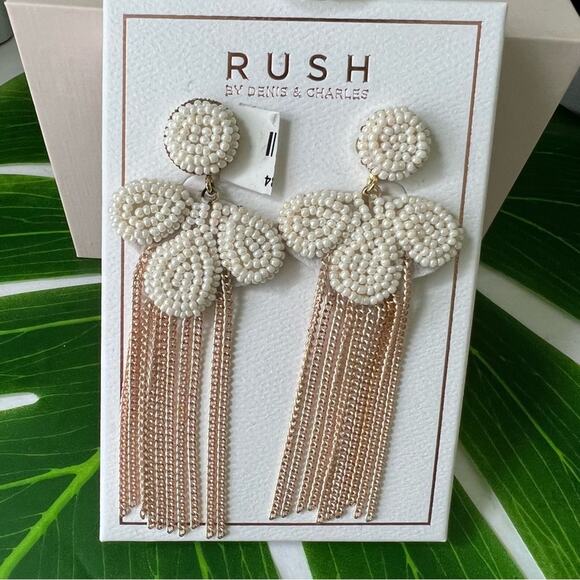 Rush Faux Pearl Cluster Drop Earrings NWT - Picture 8 of 13